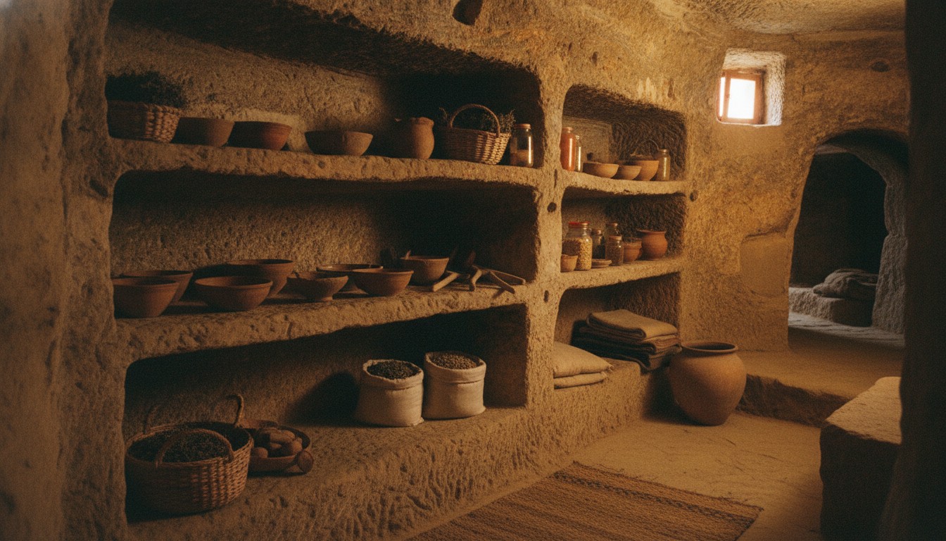 The Stone-Carved Storage Shelves